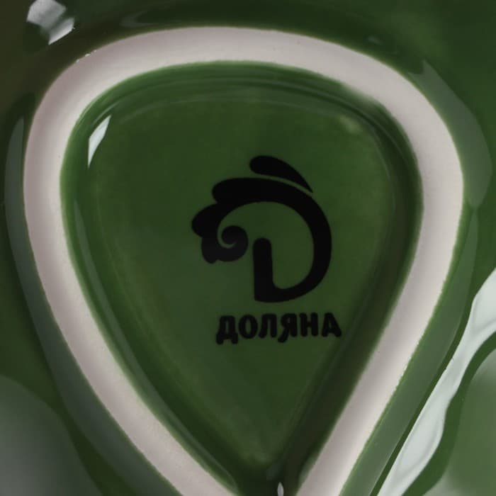 Менажница 2 ячейки Доляна «Лист», 21.8×6.9 см, доломит, зелёная