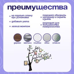 Наклейка интерьерная с фоторамками TAKE IT EASY «Семейное дерево», декор на стену, панно 150×210 см