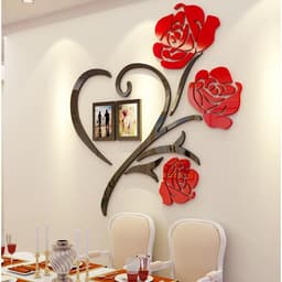 Наклейка интерьерная с фоторамками TAKE IT EASY «Розы», декор настенный, панно 50×50 см, рамка 11×8 см