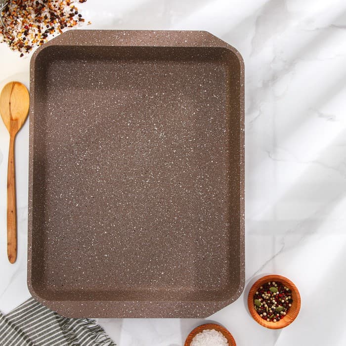 Противень «Гранит Brown», 30×40 см, h=5.5 см, антипригарное покрытие, литой алюминий, коричневый