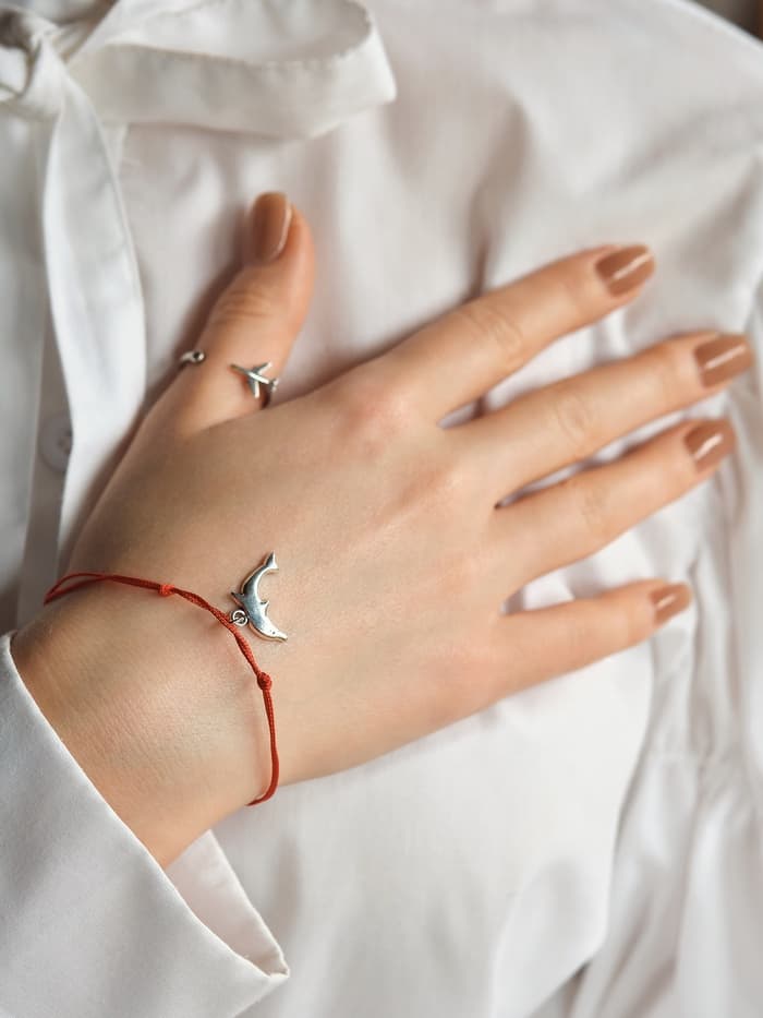 Браслет-оберег «Став», везунчик, дельфин, цвет серебро, 8 см