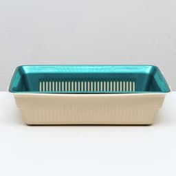 Туалет для кошек, 36×25×9 см, глубокий, с сеткой, пластик, бирюзовый, бежевый