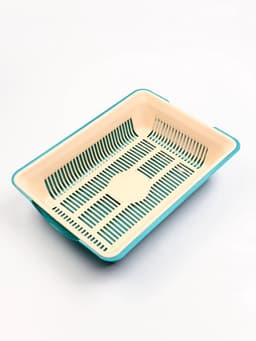 Туалет для кошек, 36×25×9 см, глубокий, с сеткой, пластик, бирюзовый, бежевый