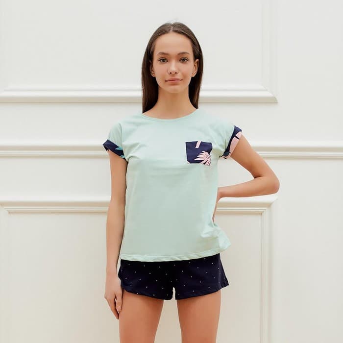 Футболка домашняя с карманом женская KAFTAN Tropical dream, размер 40-42