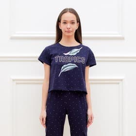 Футболка домашняя укороченная женская KAFTAN Tropical dream, размер 44-46