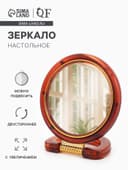 Зеркало настольное, с увеличением, круглое, двустороннее, настенное, 11.5×17.5 см, (d=9 см), цвет янтарный