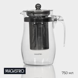 Чайник заварочный Magistro «Шейди», 750 мл, металлическое сито, стекло, прозрачный