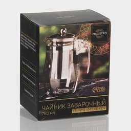 Чайник заварочный Magistro «Шейди», 750 мл, металлическое сито, стекло, прозрачный