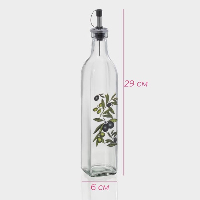 Бутылка для соусов и масла Доляна «Олива», 500 мл, 6×29 см, стекло, прозрачная