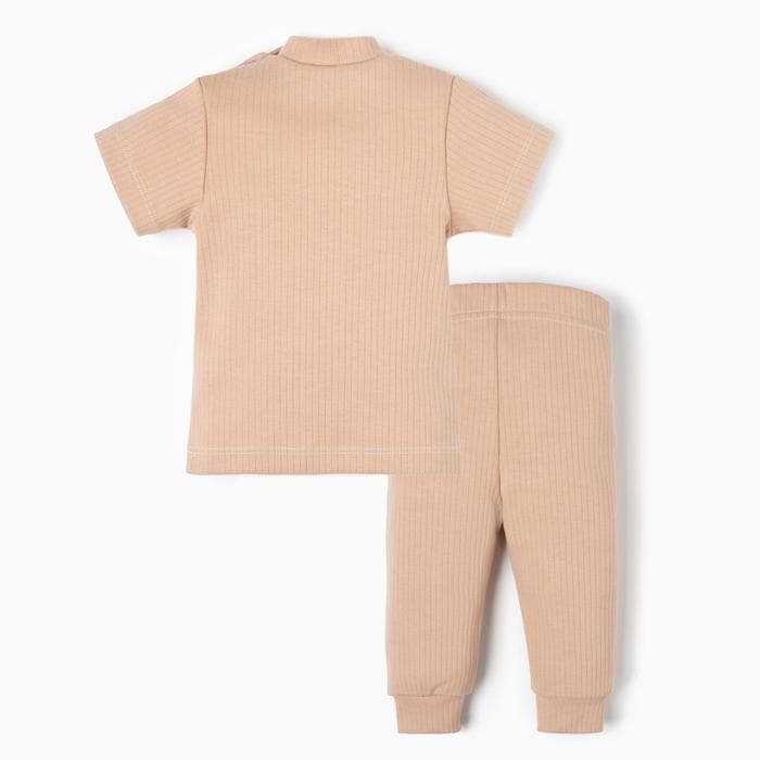 Костюм детский (футболка, брюки) «Крошка Я» BASIC LINE, рост 62-68 см, бежевый