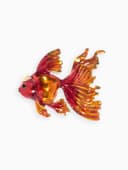 Брошь «Рыбка» петушок, цвет красно-золотой в золоте