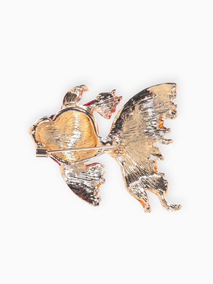 Брошь «Рыбка» петушок, цвет красно-золотой в золоте