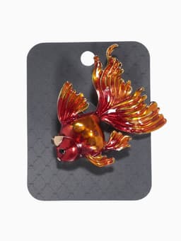 Брошь «Рыбка» петушок, цвет красно-золотой в золоте