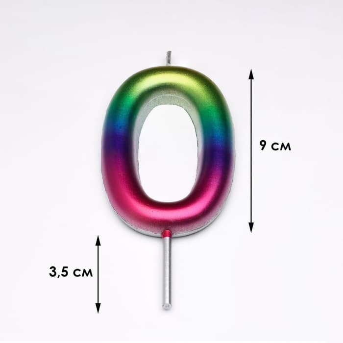 Свеча в торт «Цифра 0», 9 см