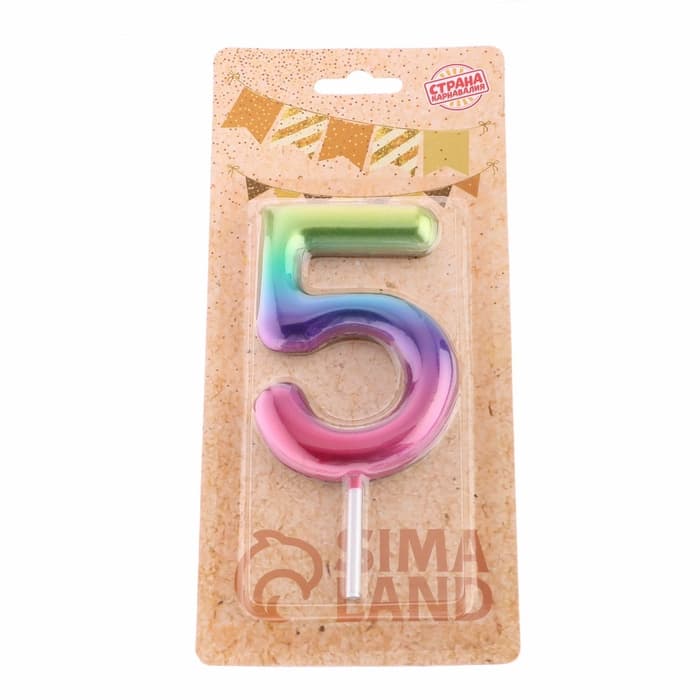 Свеча в торт «Цифра 5», 9 см