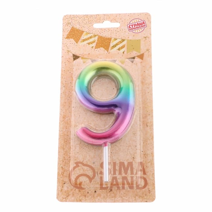 Свеча в торт «Цифра 9», 9 см