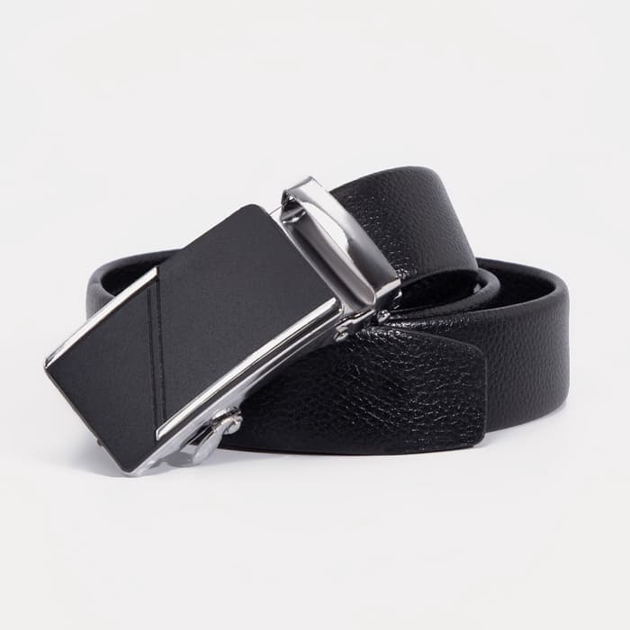 Ремень мужской длинный, длина 125 см, ширина 3.5 см, пряжка автомат, чёрный