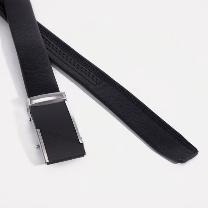 Ремень мужской длинный, длина 125 см, ширина 3.5 см, пряжка автомат, чёрный