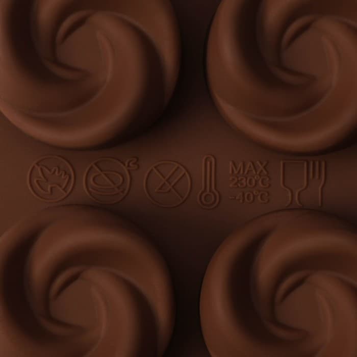 Форма для конфет и шоколада Доляна «Завиток», силикон, 21.5×11.5 см, 15 ячеек (d=2.8 см), коричневая