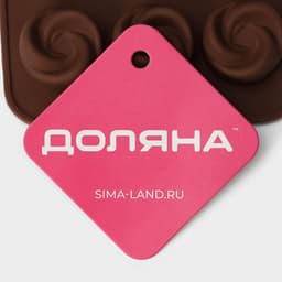 Форма для конфет и шоколада Доляна «Завиток», силикон, 21.5×11.5 см, 15 ячеек (d=2.8 см), коричневая