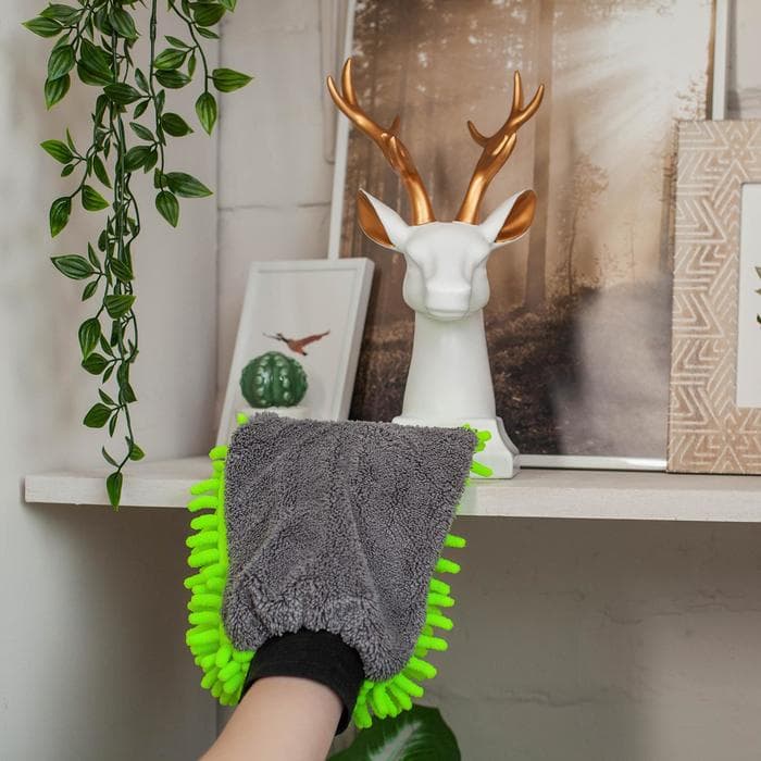 Варежка для деликатной уборки Raccoon, 22×15 см, 47 г, микрофибра букли двухсторонняя