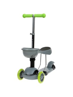 Самокат 2 в 1 GRAFFITI Kids, с корзинкой, колёса PU 120/75 мм, цвет серый