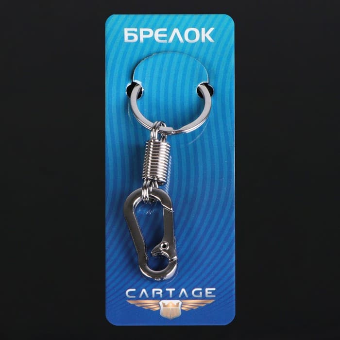 Брелок для автомобильных ключей Cartage, карабин с пружиной, хром