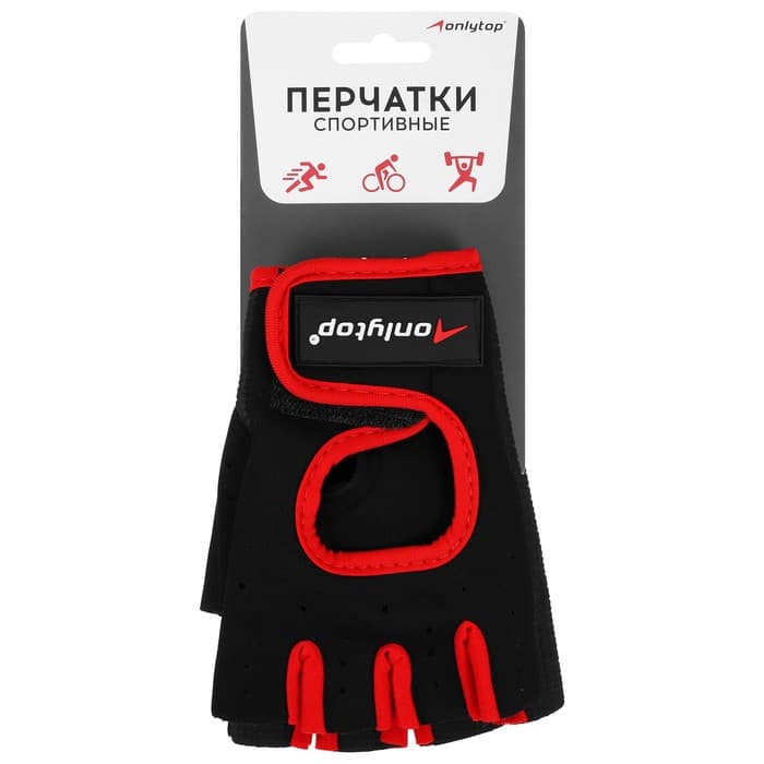 Перчатки спортивные ONLYTOP, р. M, цвет чёрный/красный