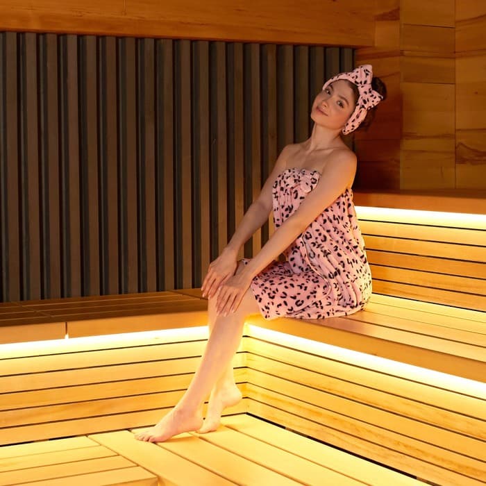 Набор для бани и ванной «Этель. Кошечка», полотенце- парео 75×120 см, повязка на голову, розовый