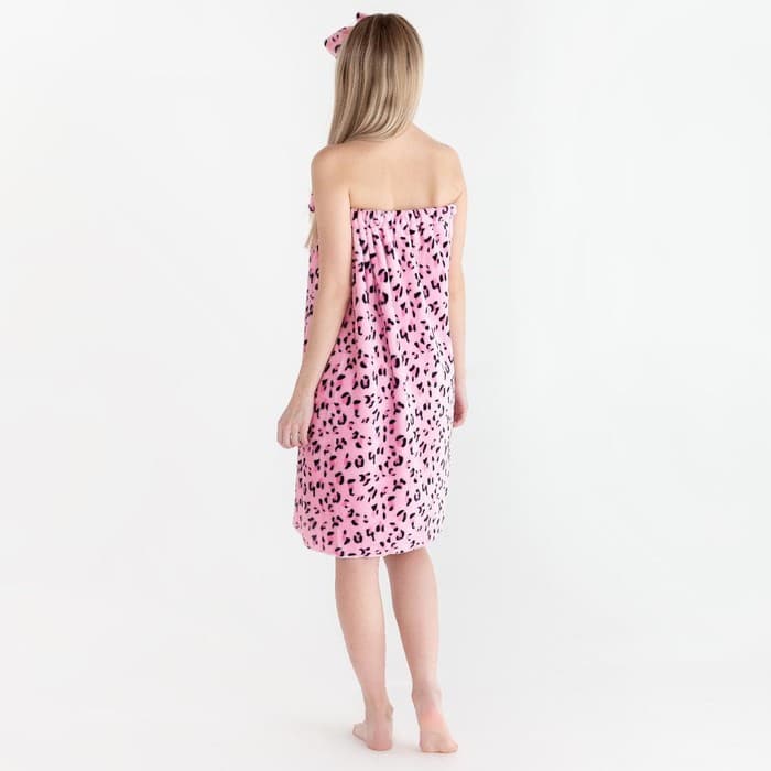 Набор для бани и ванной «Этель. Кошечка», полотенце- парео 75×120 см, повязка на голову, розовый