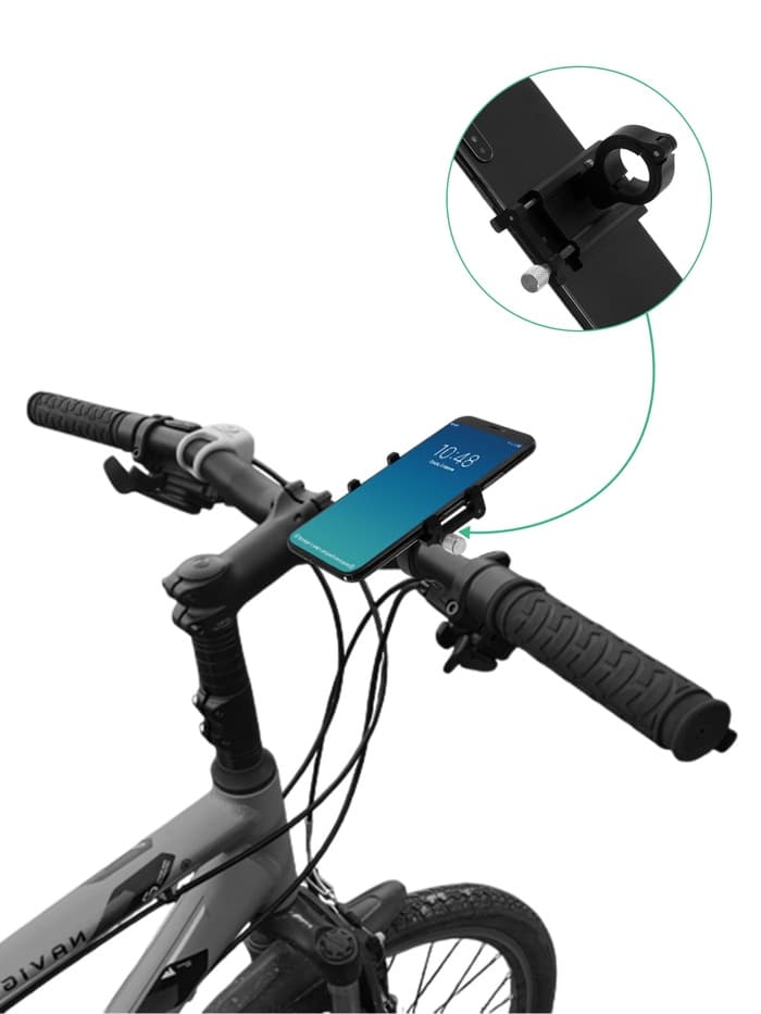 Держатель для телефона на велосипед, алюминиевый, до 185×100 мм, чёрный