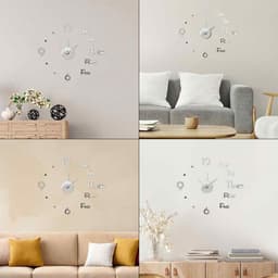 Часы настенные интерьерные «Биенн», 3D, наклейка, бесшумные, плавный ход, d=45 см