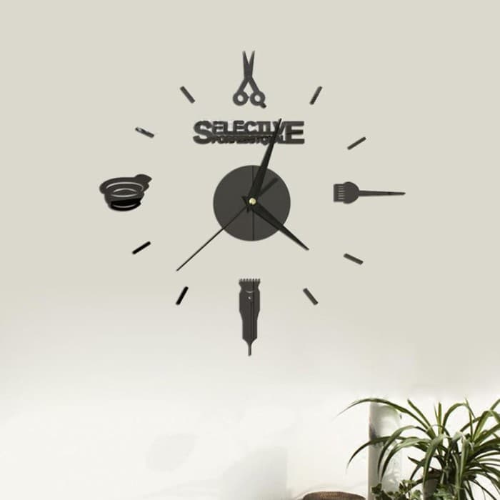 Часы настенные интерьерные «Парикмахер», 3D, наклейка, большие, d=45 см
