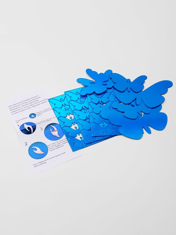 Зеркало настенное «Бабочки», на клеевой основе, акриловое, 36 шт., синее