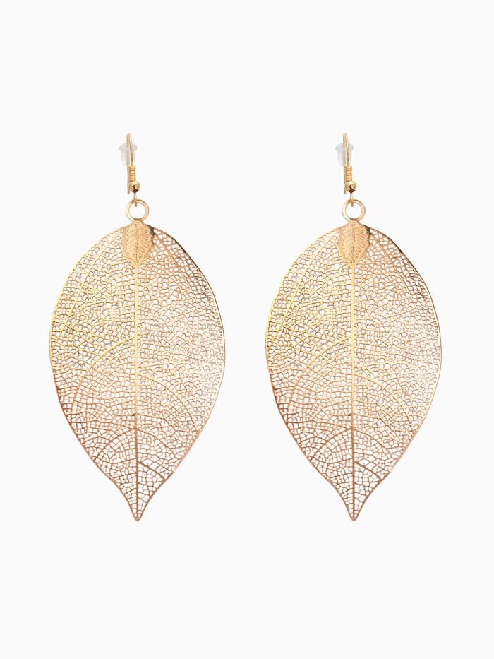 Серьги металл «Лист липы», цвет золото