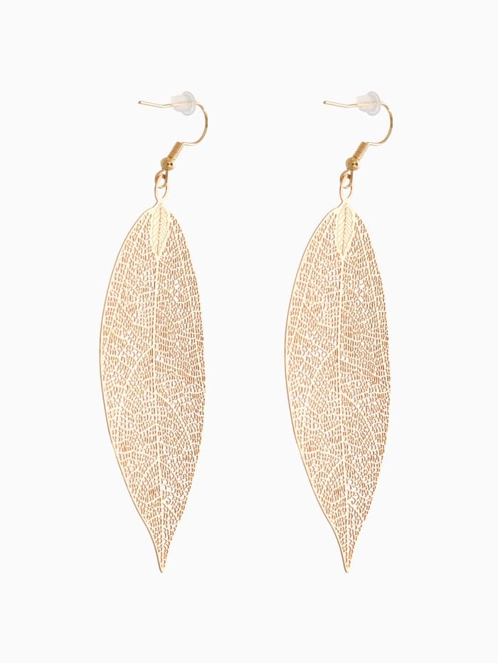 Серьги металл «Лист липы», цвет золото