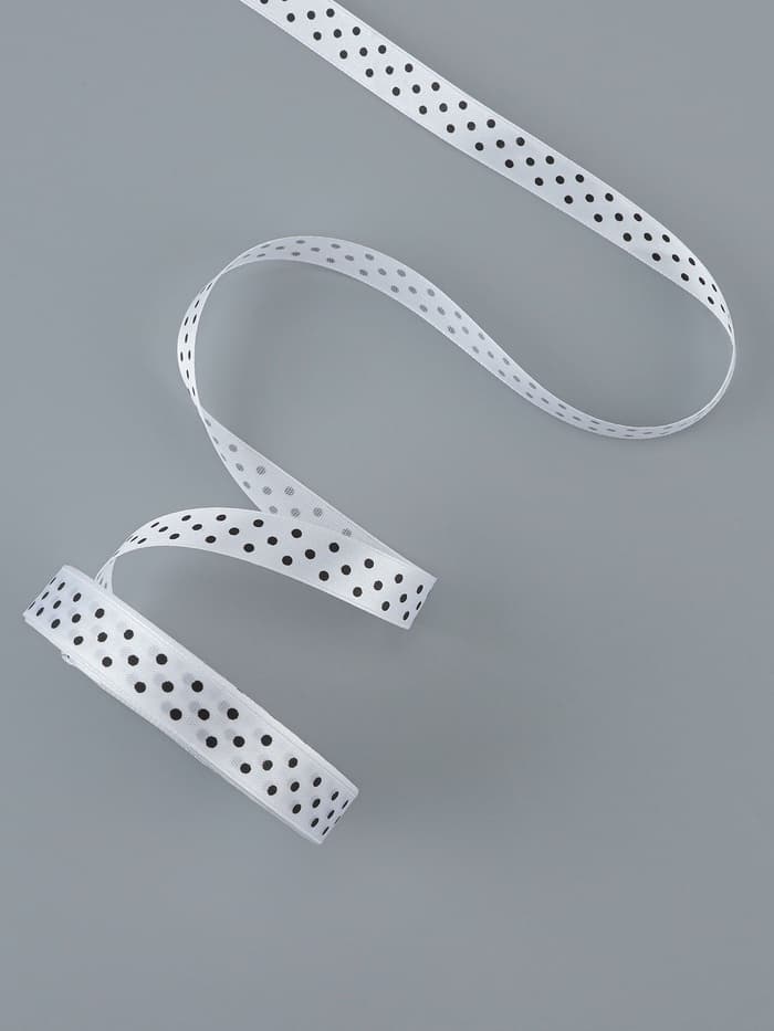 Лента атласная «Горошек», 15 мм, 23±1 м, белая №001