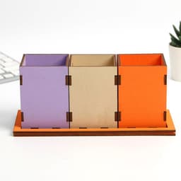 Органайзер для канцелярии тройной, на подставке «Коты», 6.5×6.3×9 см