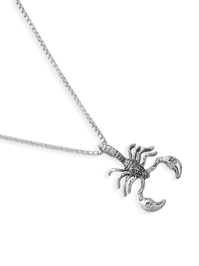 Кулон-амулет «Помпеи», скорпион, цвет чернёное серебро, 70 см