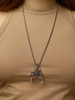 Кулон-амулет «Помпеи», скорпион, цвет чернёное серебро, 70 см