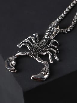 Кулон-амулет «Помпеи», скорпион, цвет чернёное серебро, 70 см