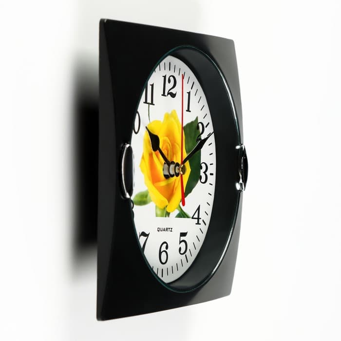 Часы настенные классические «Роза», дискретный ход, d=13 см, 15×15 см, от батарейки 1×АА