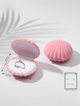 Футляр под серьги, кулон «Ракушка», 6×5.5 см, бархатный, розовый