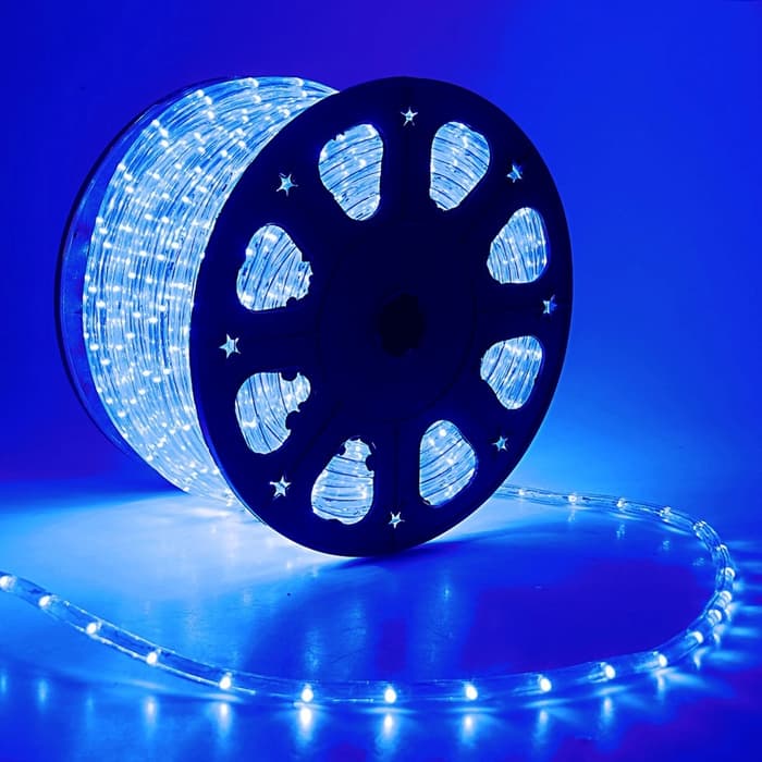 Гирлянда светодиодная, световой шнур Luazon Lighting 11 мм, IP65, 100 м, 24 LED/м, 220 В, 2W, постоянное свечение, свечение синее