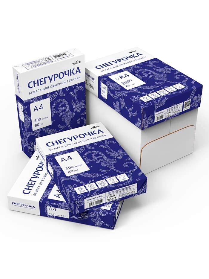 Бумага Снегурочка, А4, 500 листов, 80 г/м², белизна 146% CIE, класс C