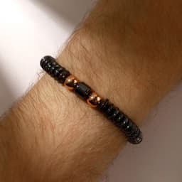 Браслет из бусин унисекс «Гематит диски», d=7 см, чёрный