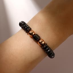 Браслет из бусин унисекс «Гематит диски», d=7 см, чёрный