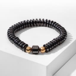 Браслет из бусин унисекс «Гематит диски», d=7 см, чёрный