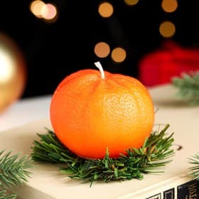 Свеча декоративная «Новогодний мандарин», 6×6×6 см