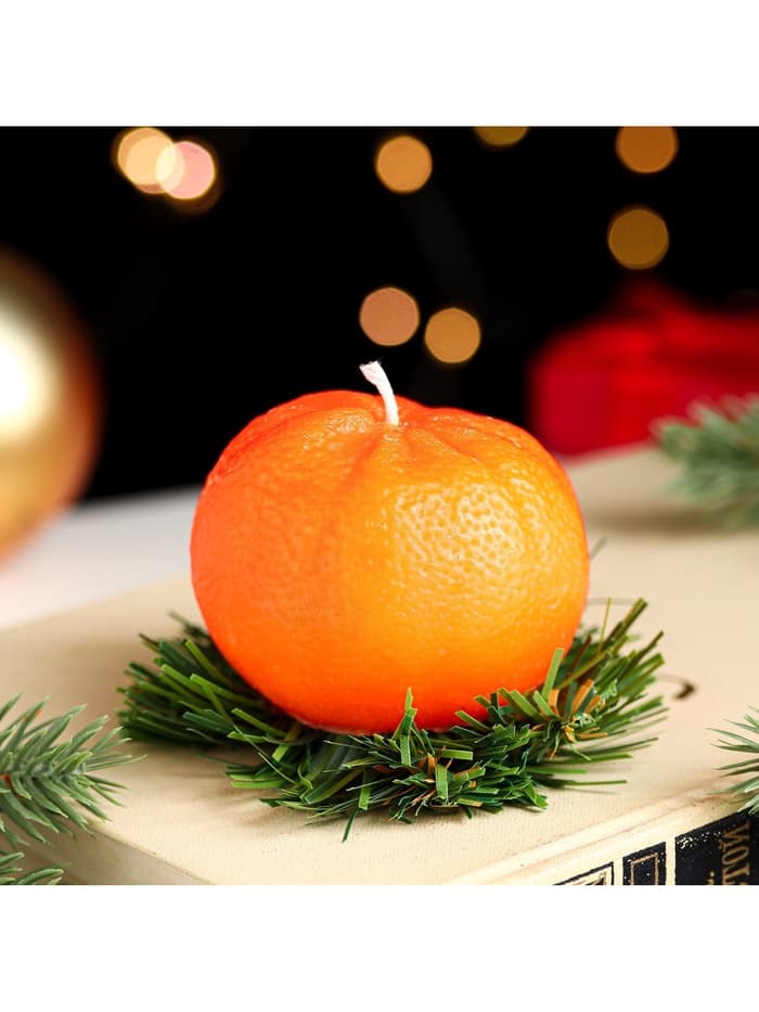Свеча декоративная «Новогодний мандарин», 6×6×6 см